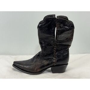 Sonora Cassidy Fold over Boots Sz 6.5 B Western Distressed Dark Brown Point Toe